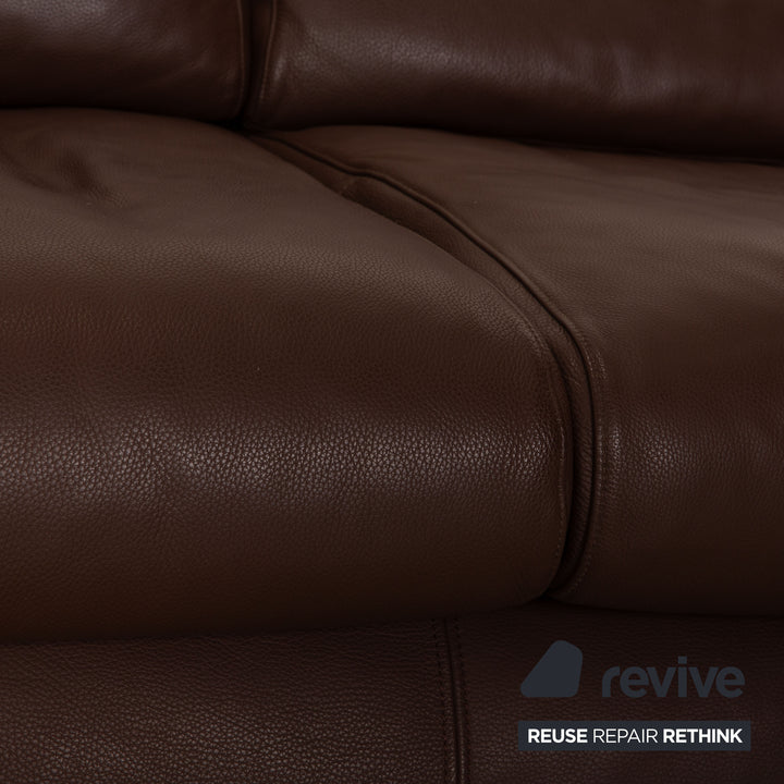 Bretz Leather Three Seater Brown Sofa Couch