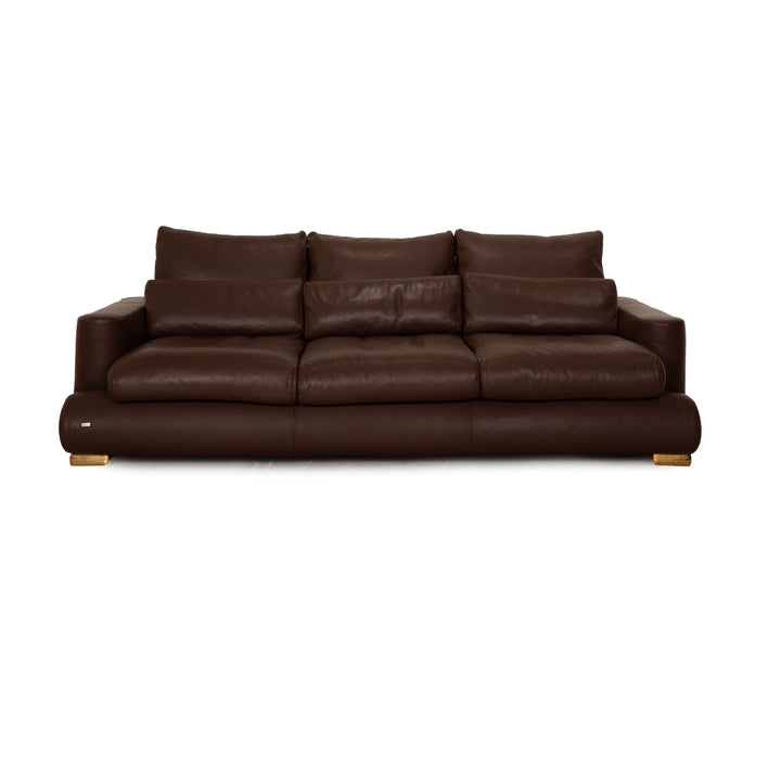 Bretz Leather Three Seater Brown Sofa Couch