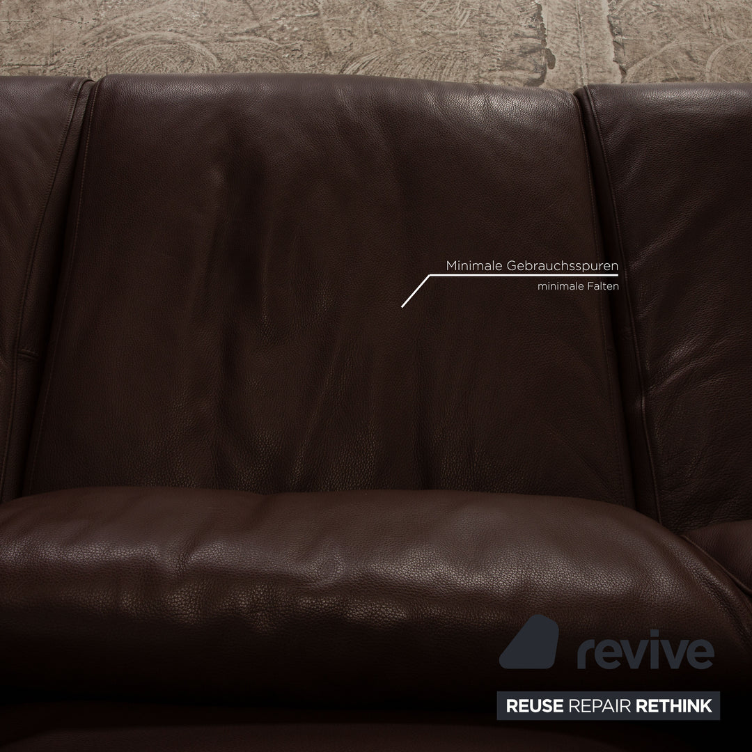 Bretz Leather Three Seater Brown Sofa Couch