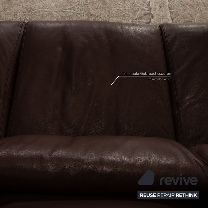 Bretz Leather Three Seater Brown Sofa Couch