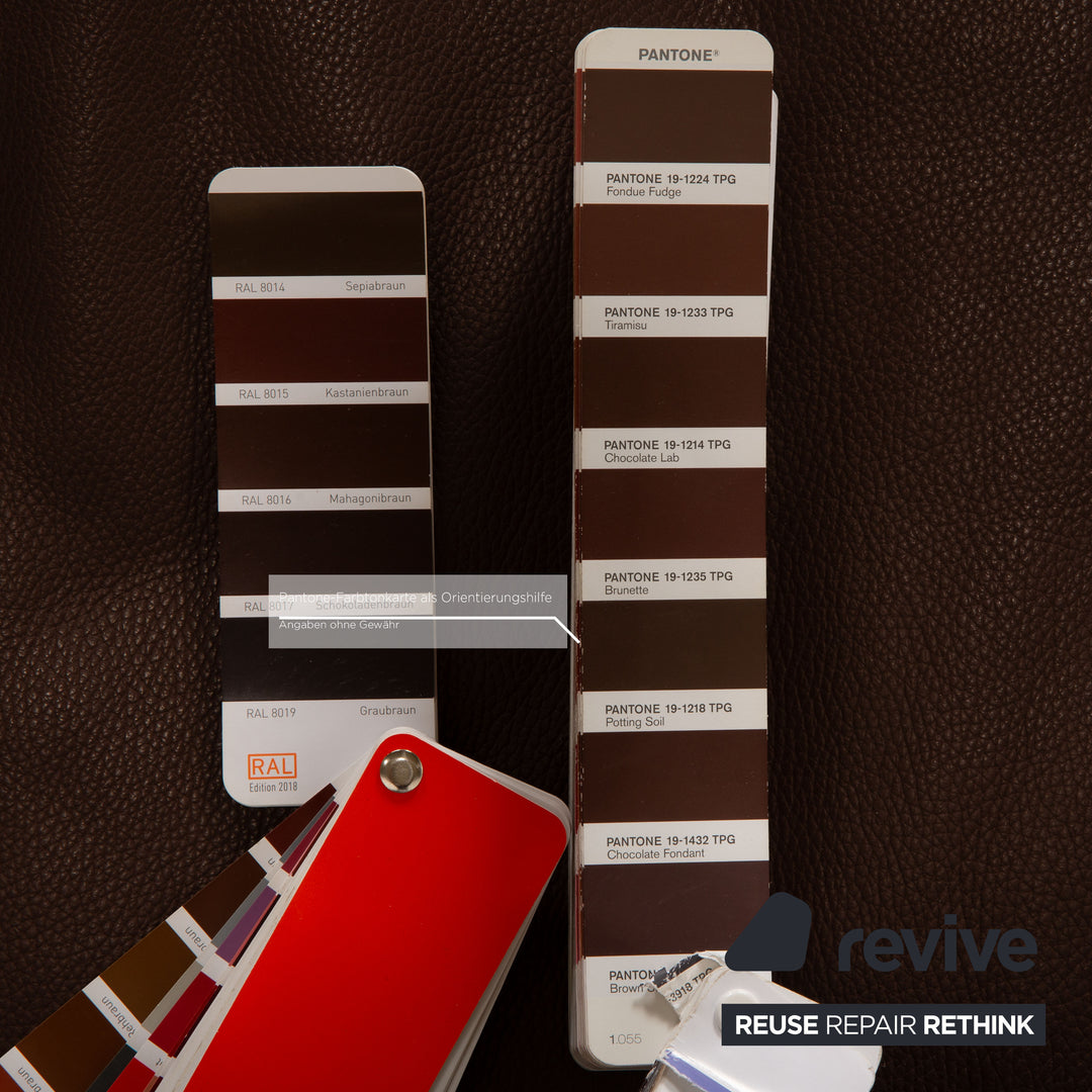 Bretz Leather Three Seater Brown Sofa Couch