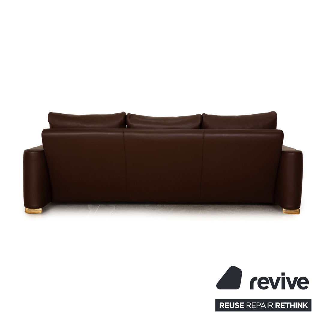 Bretz Leather Three Seater Brown Sofa Couch