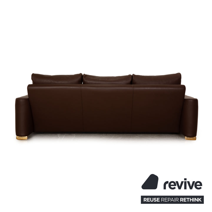 Bretz Leather Three Seater Brown Sofa Couch