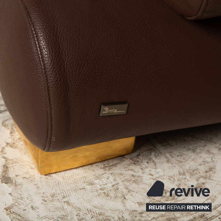 Bretz Leather Three Seater Brown Sofa Couch