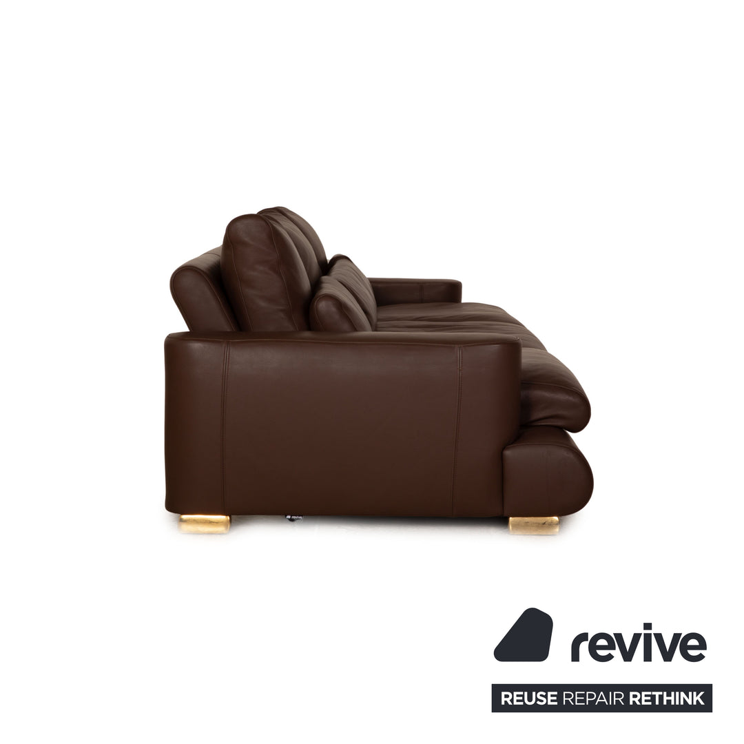 Bretz Leather Three Seater Brown Sofa Couch