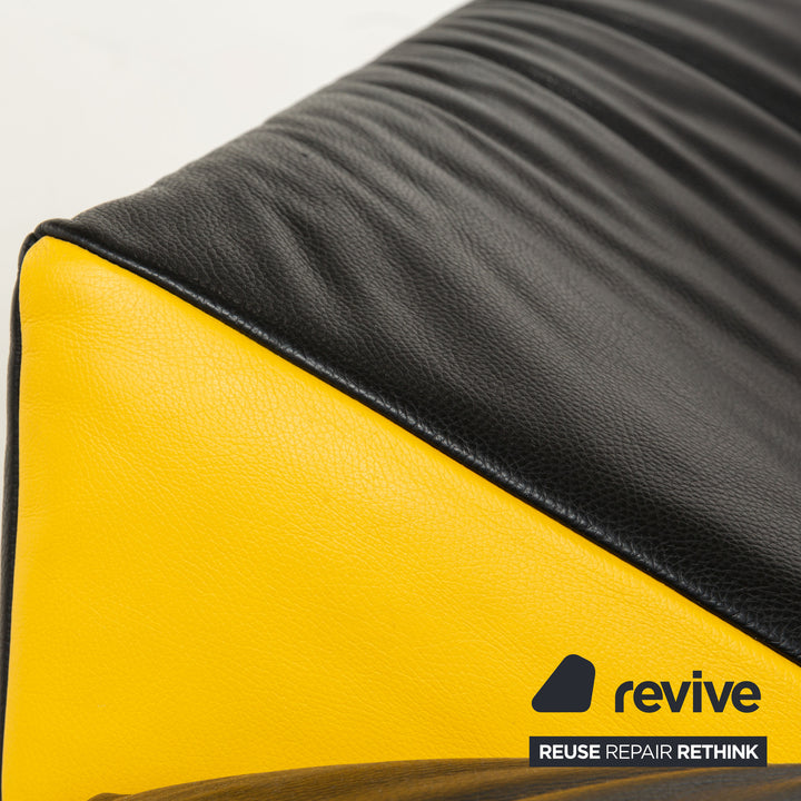 Bretz Leather Corner Sofa Black Yellow Recamiere left Sofa Couch