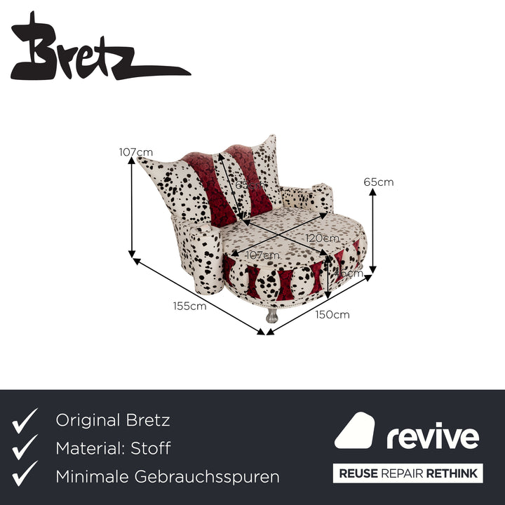Bretz Lucky Fabric Lounger Cream White Black Red
