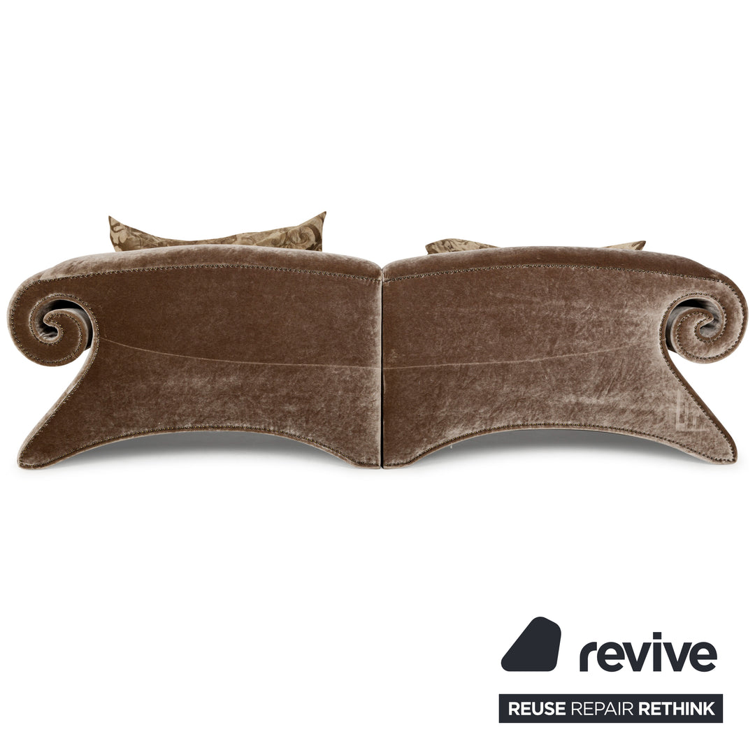 Bretz Mammut Fabric Four Seater Brown Sofa Couch