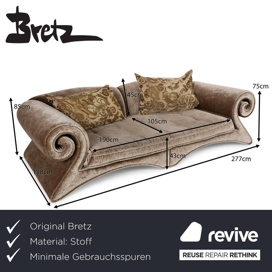 Bretz Mammut Fabric Four Seater Brown Sofa Couch