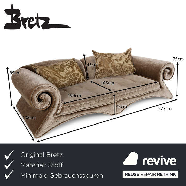 Bretz Mammut Fabric Four Seater Brown Sofa Couch