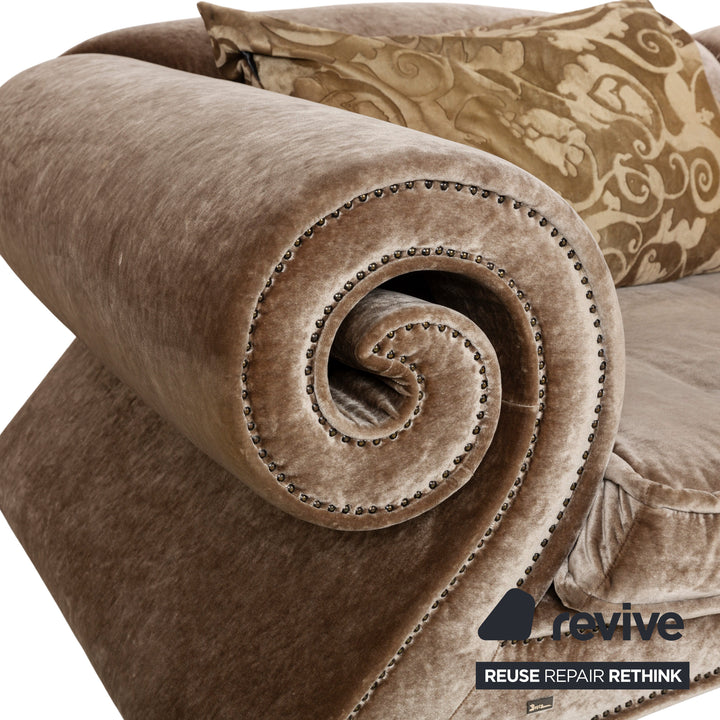 Bretz Mammut Fabric Four Seater Brown Sofa Couch