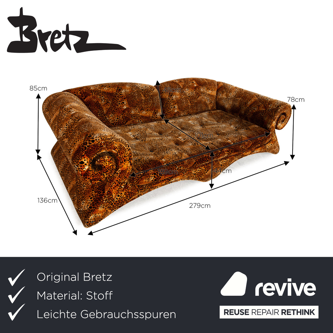 Bretz Mammut Fabric Four Seater Brown Sofa Couch