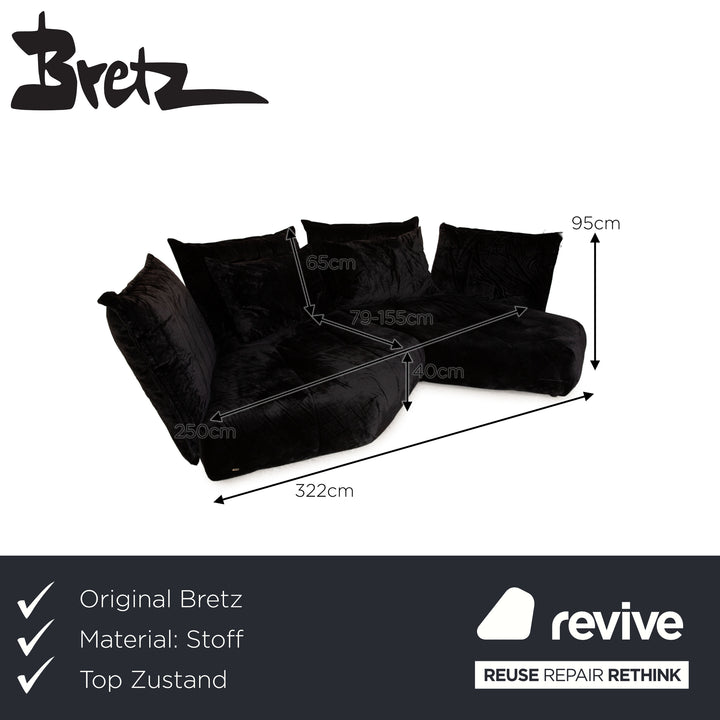 Bretz Matilda Fabric Corner Sofa Black Sofa Couch