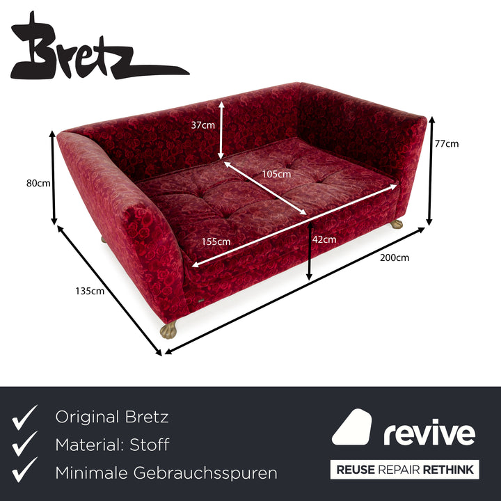 Bretz Monster Fabric Three-Seater Red Sofa Couch