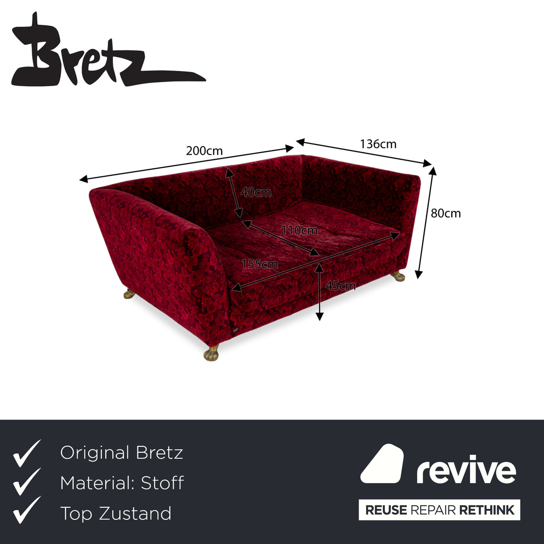 Bretz Monster Fabric Three-Seater Red Sofa Couch Sofa Bed
