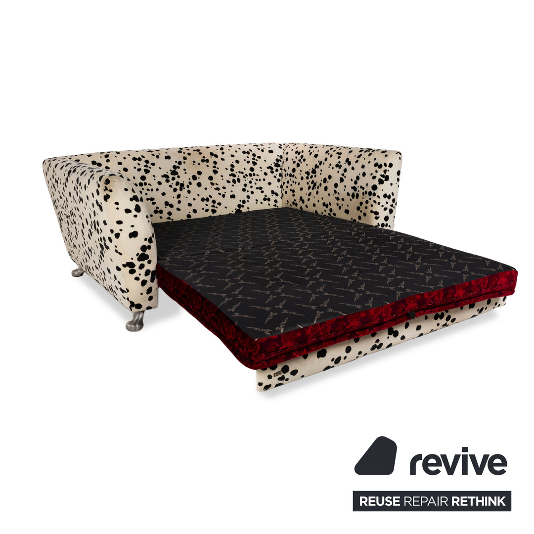 Bretz Monster Fabric Three-Seater Red White Sofa Couch Sofa Bed Sleeping Function