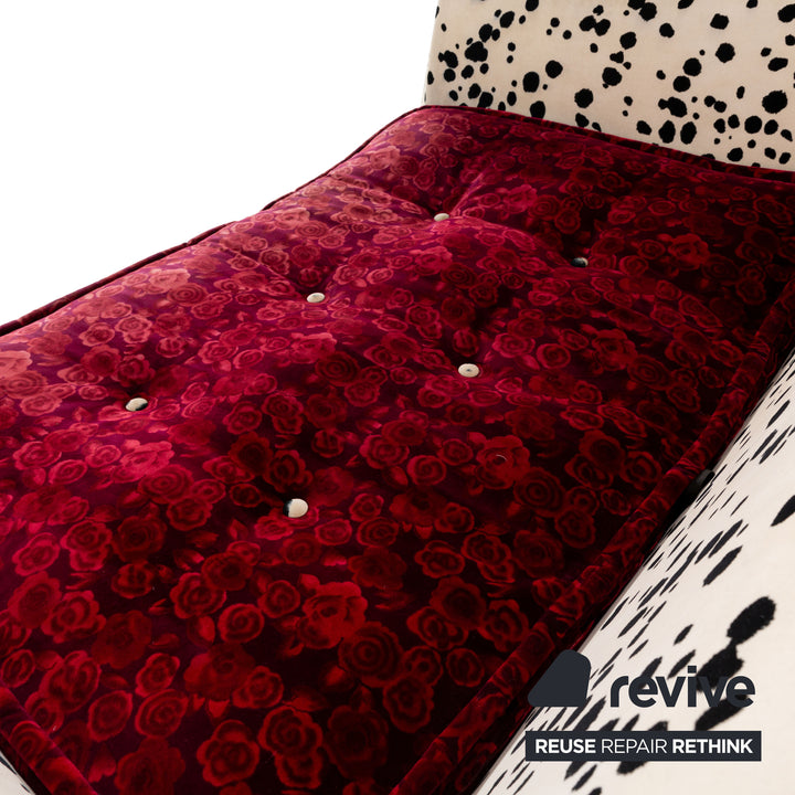 Bretz Monster Fabric Three-Seater Red White Sofa Couch Sofa Bed Sleeping Function