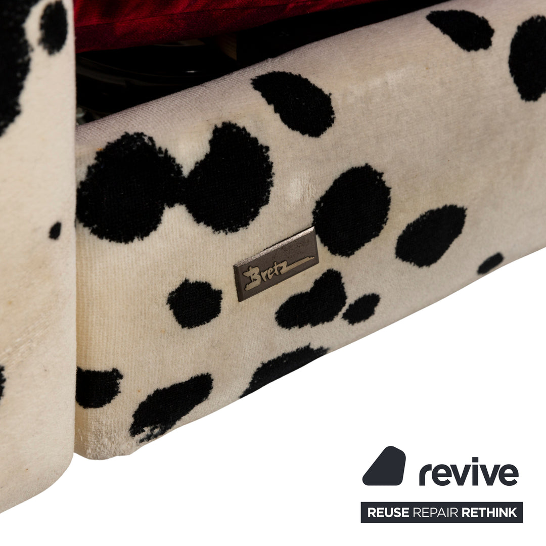 Bretz Monster Fabric Three-Seater Red White Sofa Couch Sofa Bed Sleeping Function