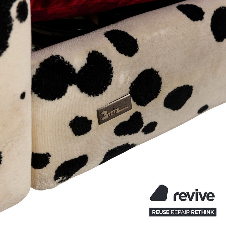 Bretz Monster Fabric Three-Seater Red White Sofa Couch Sofa Bed Sleeping Function