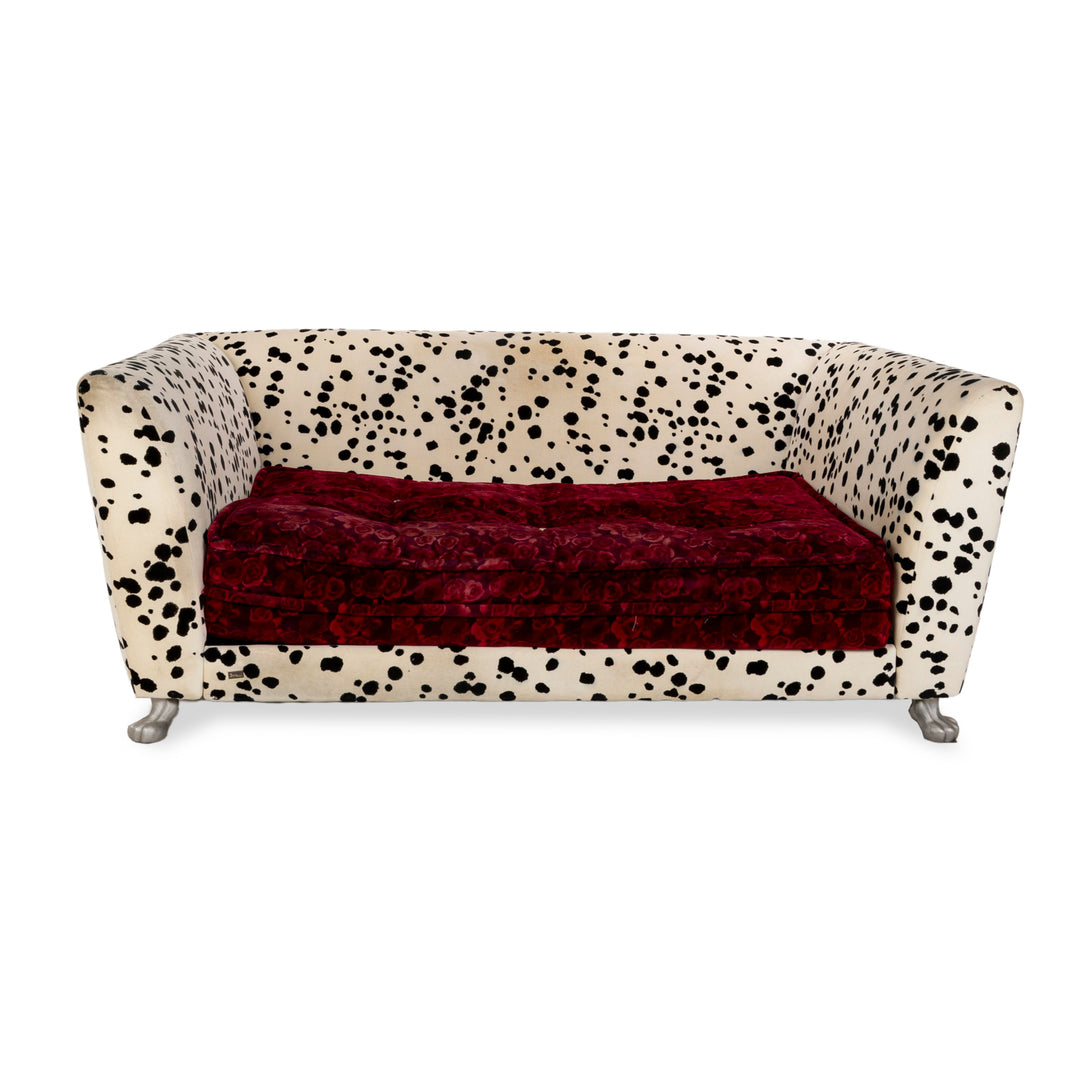 Bretz Monster Fabric Three-Seater Red White Sofa Couch Sofa Bed Sleeping Function