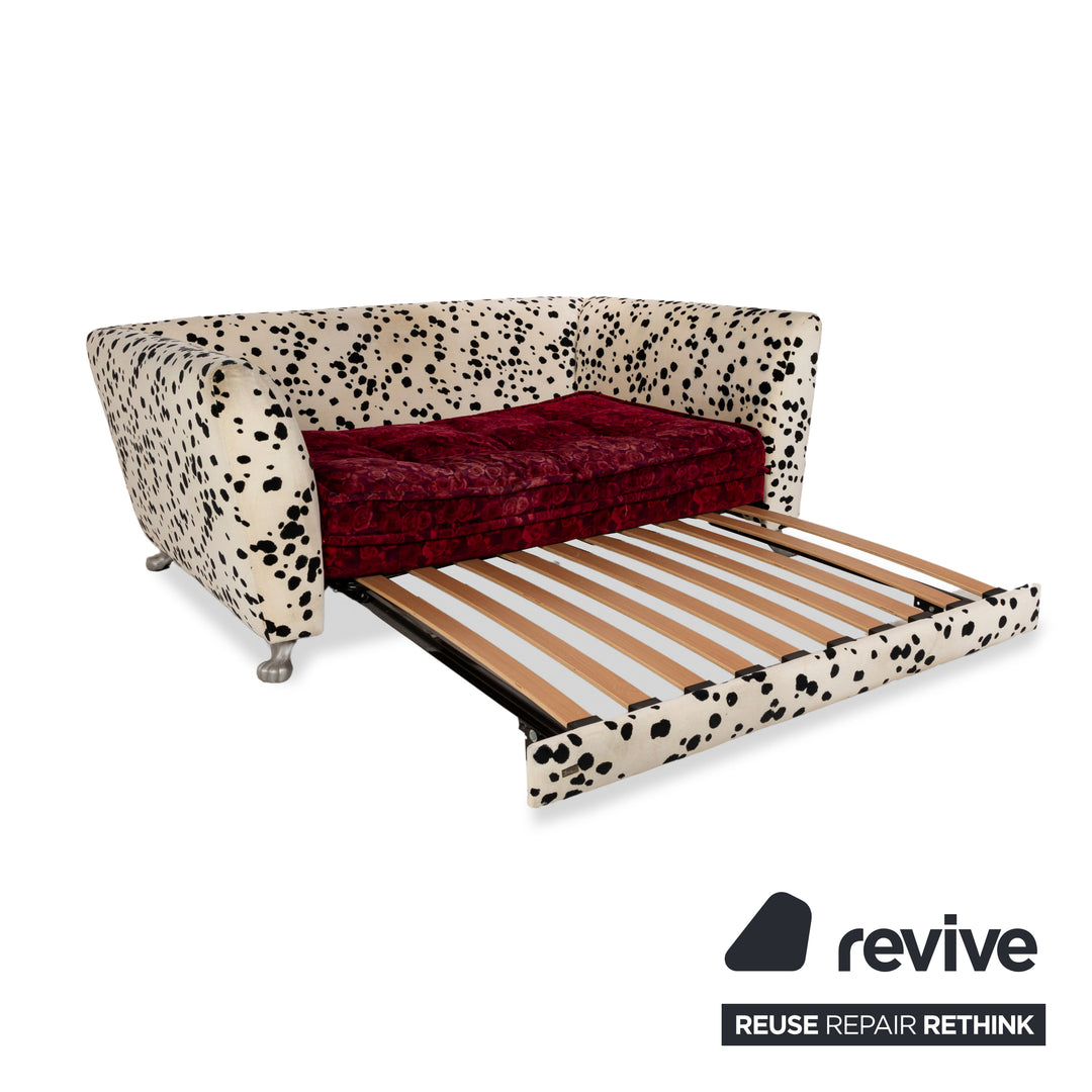 Bretz Monster Fabric Three-Seater Red White Sofa Couch Sofa Bed Sleeping Function