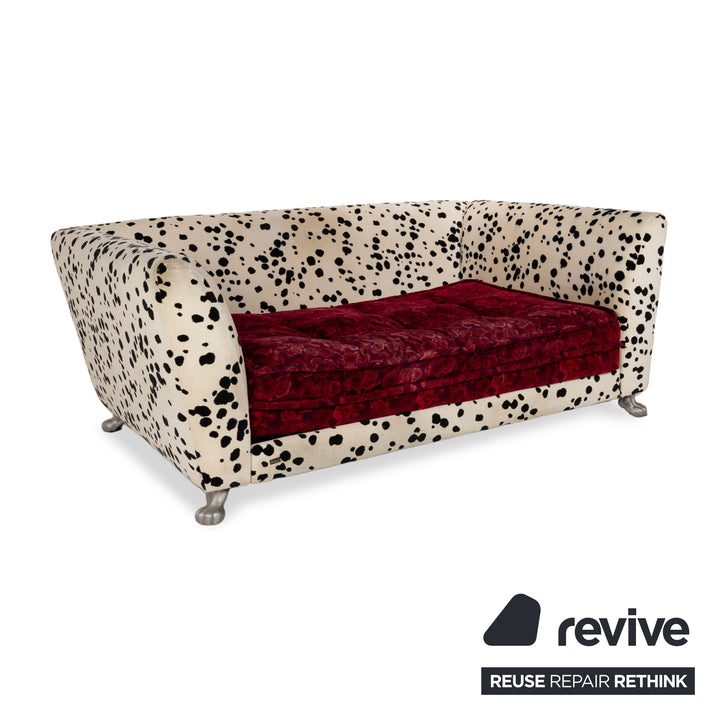 Bretz Monster Fabric Three-Seater Red White Sofa Couch Sofa Bed Sleeping Function