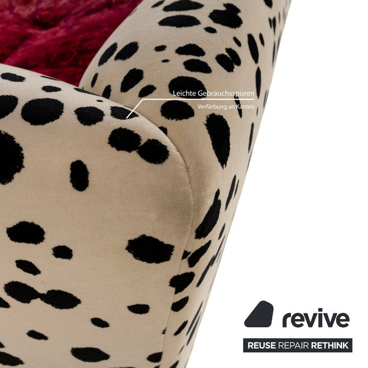 Bretz Monster Fabric Three-Seater Red White Sofa Couch Sofa Bed Sleeping Function