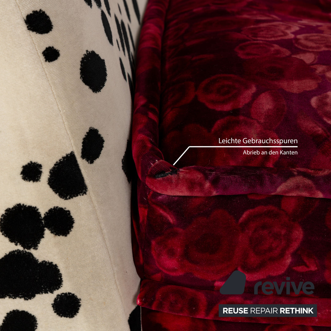 Bretz Monster Fabric Three-Seater Red White Sofa Couch Sofa Bed Sleeping Function