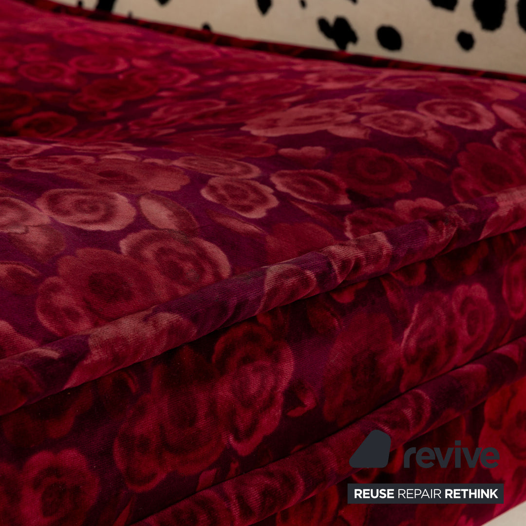 Bretz Monster Fabric Three-Seater Red White Sofa Couch Sofa Bed Sleeping Function