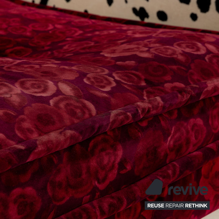 Bretz Monster Fabric Three-Seater Red White Sofa Couch Sofa Bed Sleeping Function