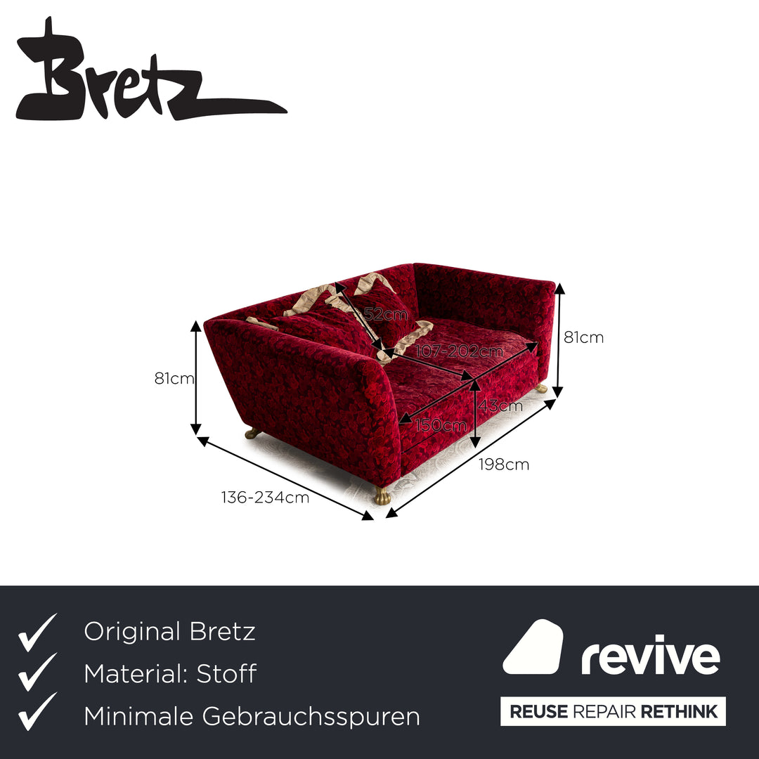 Bretz Monster Fabric Two Seater Red Manual Function Sleep Function Sofa Couch