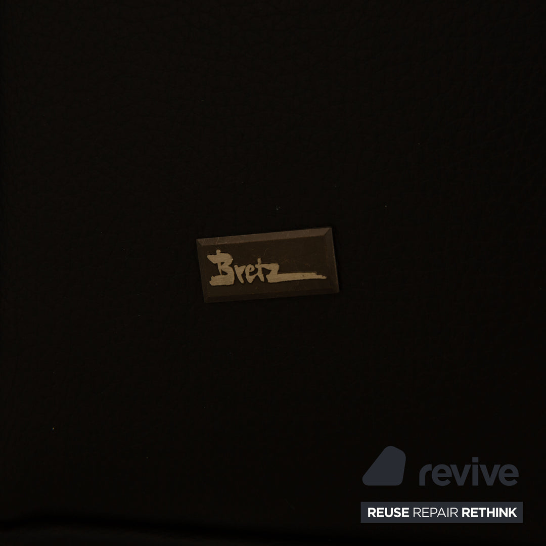 Canapé trois places en cuir noir Bretz Moon