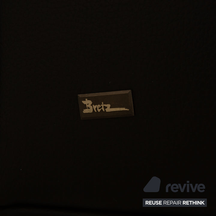 Canapé trois places en cuir noir Bretz Moon