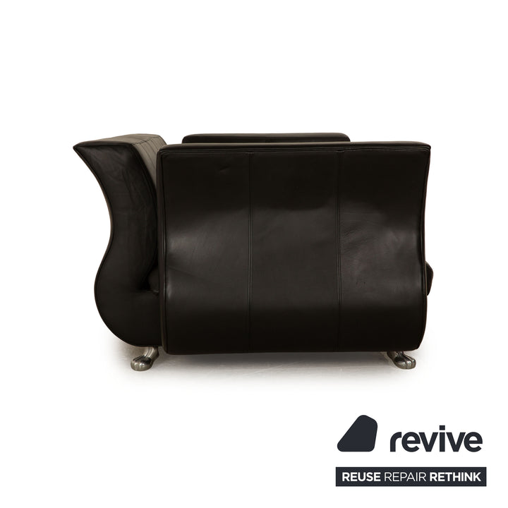 Canapé trois places en cuir noir Bretz Moon