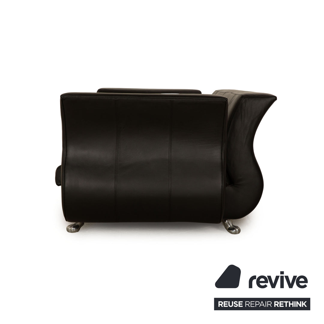 Canapé trois places en cuir noir Bretz Moon