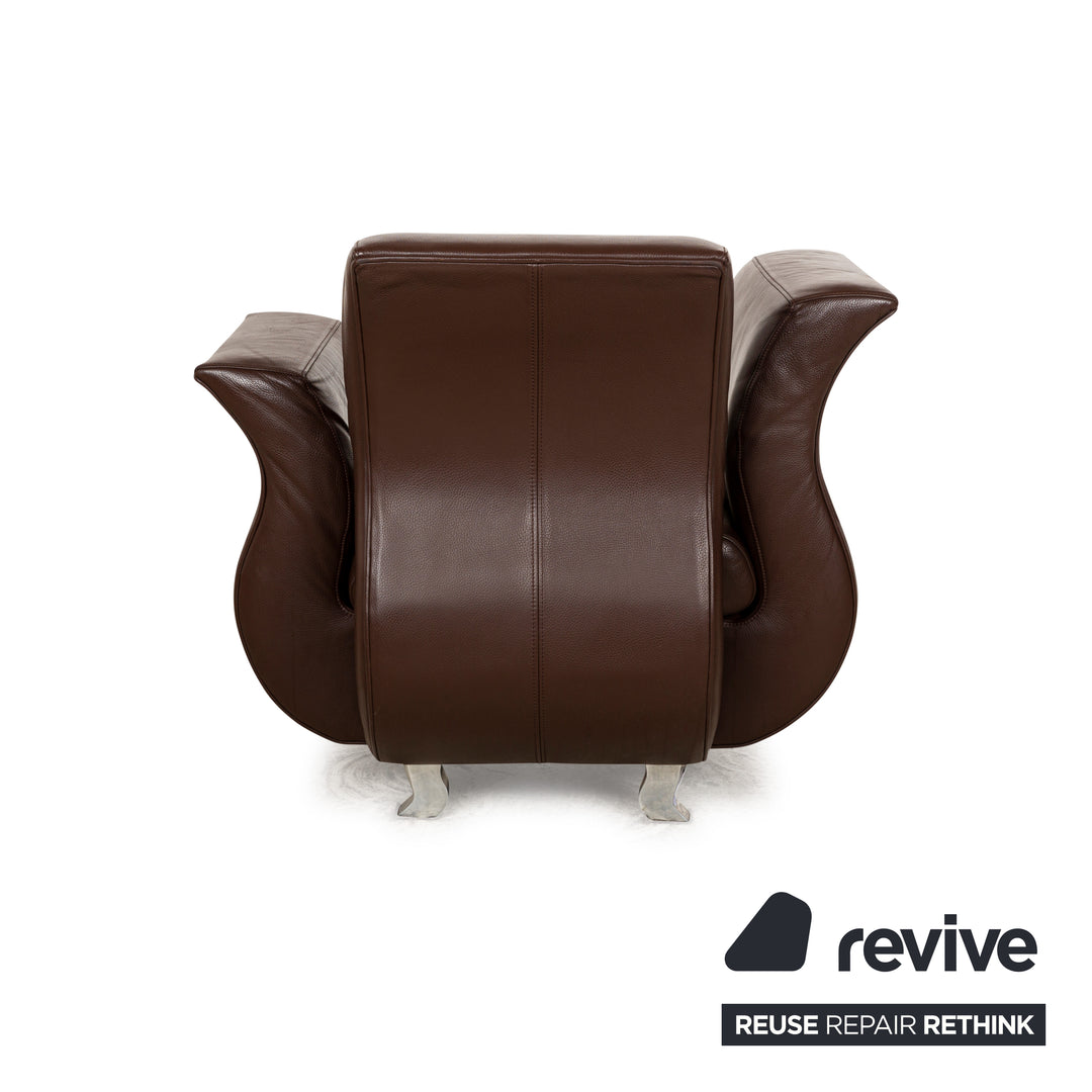 Fauteuil Bretz Moon en cuir marron