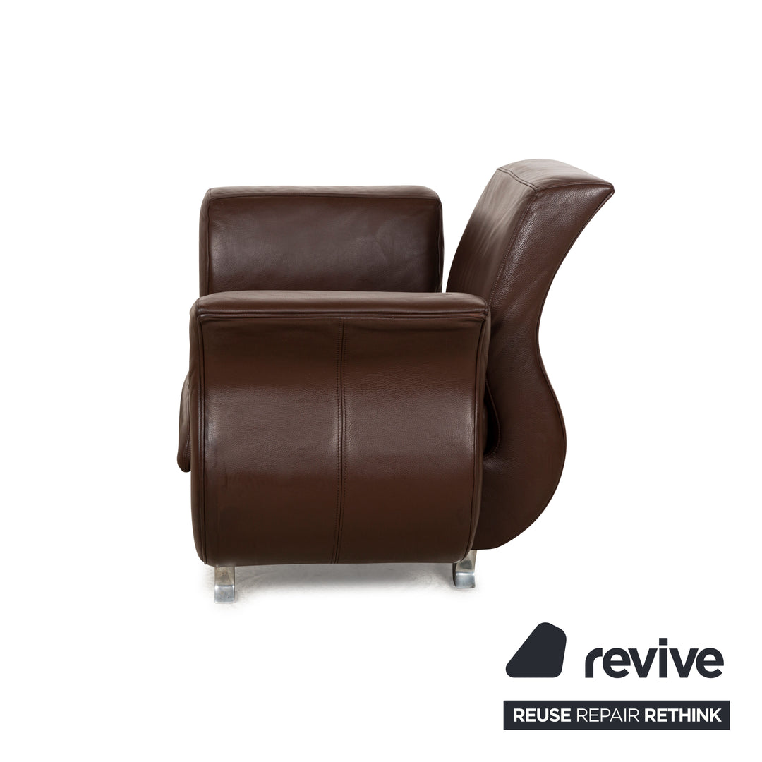 Fauteuil Bretz Moon en cuir marron