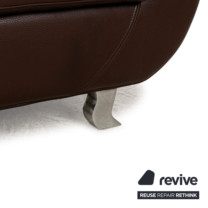 Fauteuil Bretz Moon en cuir marron