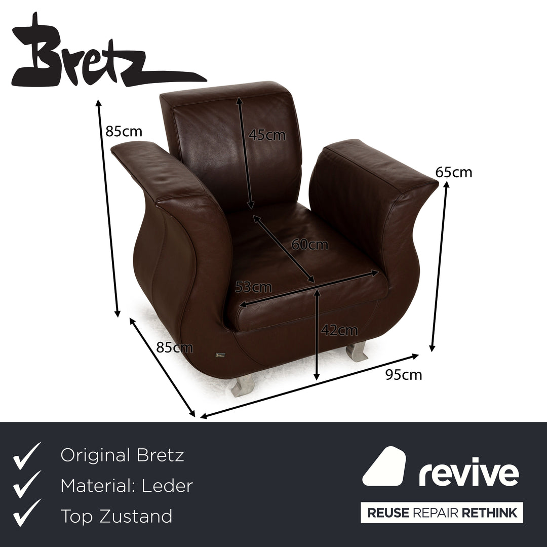 Fauteuil Bretz Moon en cuir marron