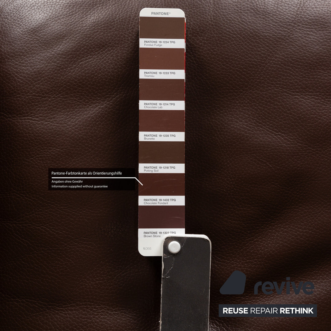 Fauteuil Bretz Moon en cuir marron