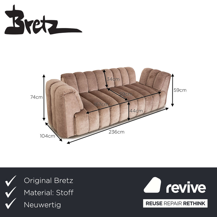 Bretz MOONRAFT Stoff Dreisitzer Braun Sofa Couch Ausstellungsstück