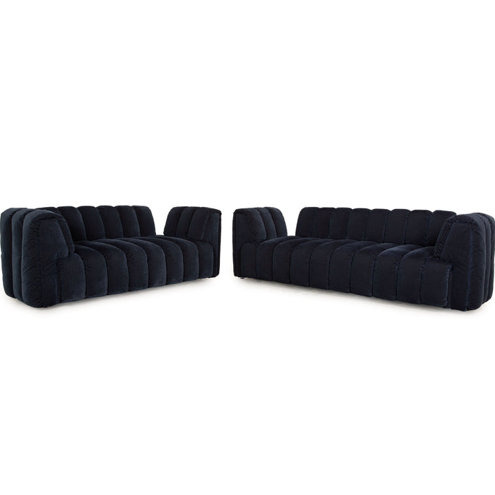 Bretz Moonraft Fabric Sofa Set Blue Three Seater Two Seater Sofa Couch Exhibition Piece