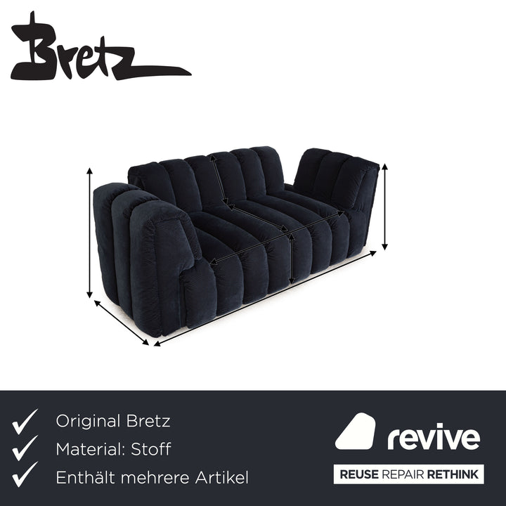 Bretz Moonraft Fabric Sofa Set Blue Three Seater Two Seater Sofa Couch Exhibition Piece