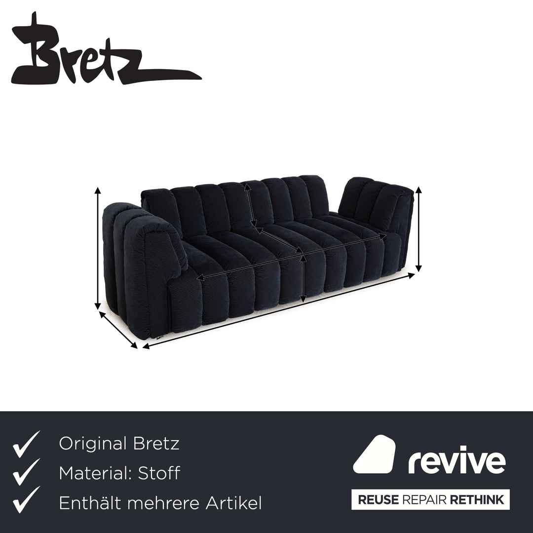 Bretz Moonraft Fabric Sofa Set Blue Three Seater Two Seater Sofa Couch Exhibition Piece