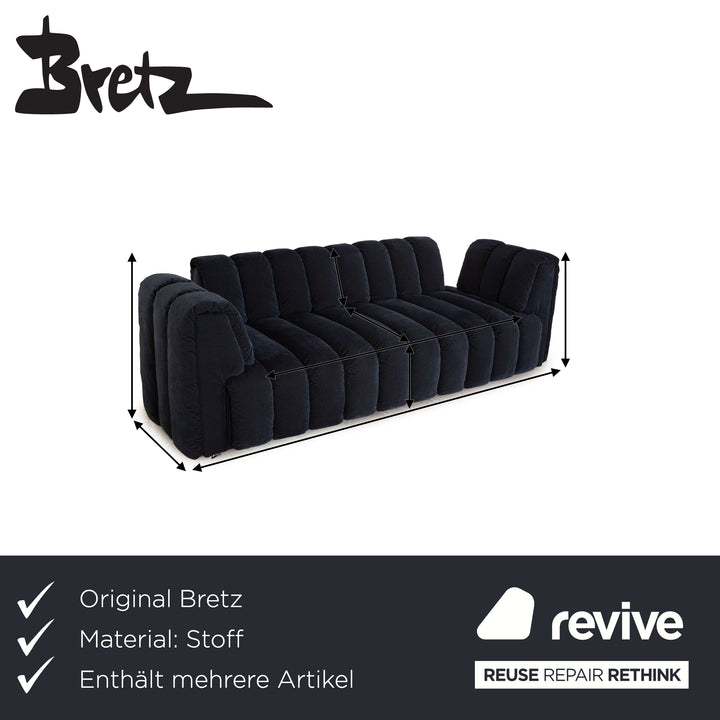 Bretz Moonraft Fabric Sofa Set Blue Three Seater Two Seater Sofa Couch Exhibition Piece