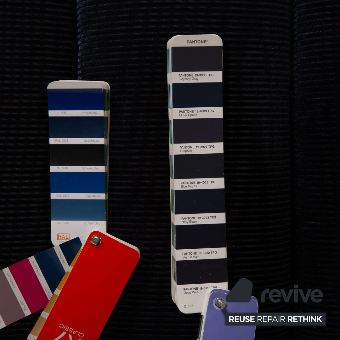 Bretz Moonraft Fabric Sofa Set Blue Three Seater Two Seater Sofa Couch Exhibition Piece