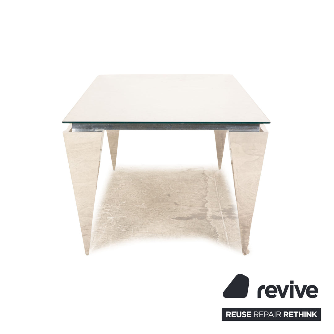 Bretz N340 Glass Dining Table Silver