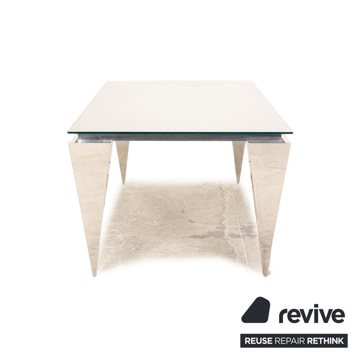 Bretz N340 Glass Dining Table Silver