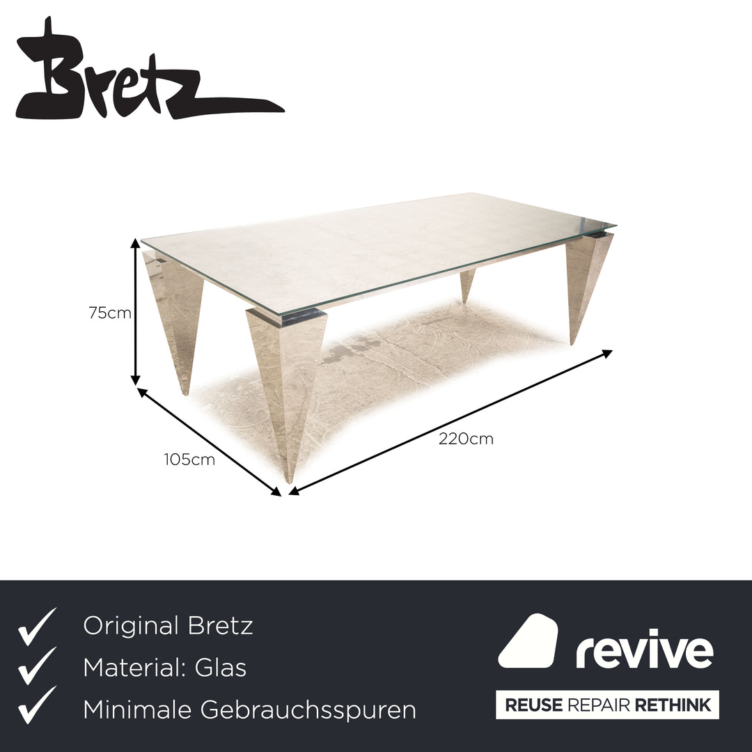 Bretz N340 Glass Dining Table Silver