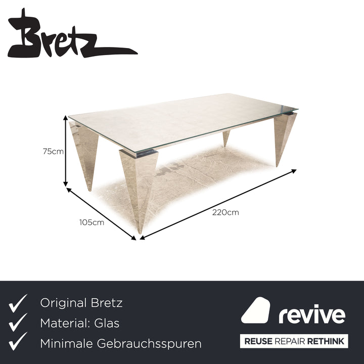Bretz N340 Glass Dining Table Silver